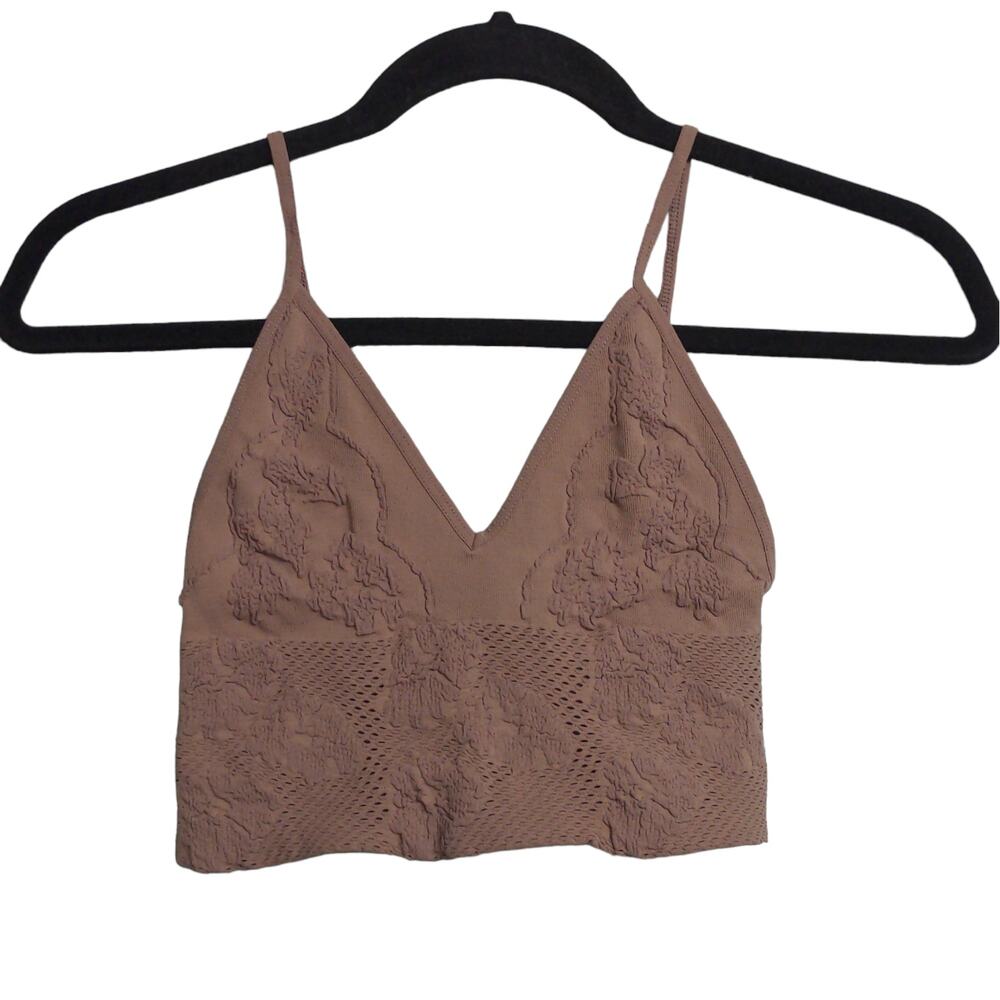 Free People Candy Seamless Bralette Sand (Brown) V-Neck Adjustable XS/S New